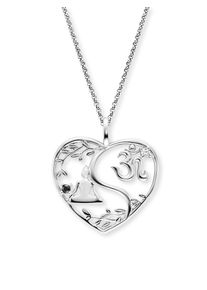 Kette mit Anh&auml;nger Engelsrufer "Yin Yang Herz Balance Buddha und Om", schwarz (silberfarben, kristallwei&szlig;, schwarz), Halsketten, Damen, Silber 925 (Sterlingsilber), L: 50 B: 1,42mm, Kette mit Anh&auml;nger, Made in Germany - mit Zirkonia (synth.), B:1,42mm