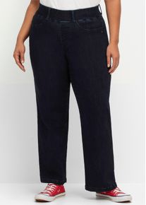 Jeansleggings sheego, Damen, Gr. 42, Normalgr&ouml;&szlig;en, blau (dunkelblau denim), 44% Baumwolle, 36% Viskose, 19% Polyester, 1% Elasthan, unifarben, lang, Jeans Jeansleggings