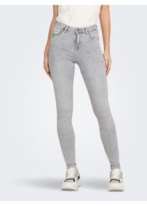 Skinny-fit-Jeans Only "ONLPOWER MID SK PUSHUP DNM REA3659 NOOS", Damen, Gr. M, L&auml;nge 30, light grau denim, Denim/Jeans, Obermaterial: 92% Baumwolle, 6% Polyester, 2% Elasthan, unifarben, skinny fit lang, Jeans Skinny-fit-Jeans
