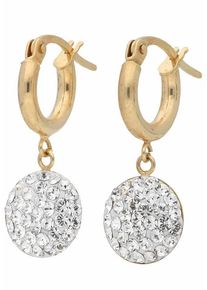 Paar Creolen Firetti "Schmuck Geschenk Gold 375 Ohrschmuck Creole", gelb (gelbgold, 375, wei&szlig;), Ohrringe, Damen, Gelbgold 375, Paar Creolen, mit Kristallstein