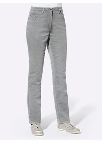 Bequeme Jeans Casual Looks, Damen, Gr. 46, Normalgr&ouml;&szlig;en, grau (steingrau), 98% Baumwolle, 2% Elasthan, unifarben, lang, Jeans Bequeme Jeans