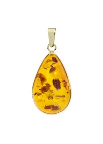 Kettenanh&auml;nger OSTSEE-SCHMUCK "- Classic Tropfen 21 x 14 mm - Silber 925/000, vergoldet - Bernstein" Gr. 32, gold (goldfarben, gelb), Schmuckanh&auml;nger, Damen, Silber 925 (Sterlingsilber), Kettenanh&auml;nger