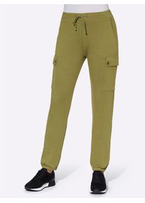 Jogger Pants Classic Basics, Damen, Gr. 46, Normalgr&ouml;&szlig;en, gr&uuml;n (oliv), 100% Baumwolle, unifarben, lang, Hosen Jogger Pants