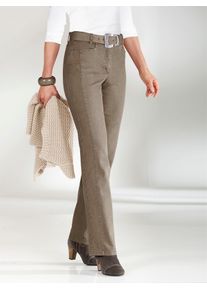 Gerade Jeans COSMA, Damen, Gr. 46, Normalgr&ouml;&szlig;en, grau (taupe), 76% Baumwolle, 22% Polyester, 2% Elasthan, unifarben, lang, Jeans Gerade Jeans