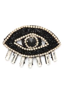 Brosche Firetti "Schmuck Geschenk Ansteckschmuck Auge, funkelndes Design", schwarz (metallfarben, schwarz, wei&szlig;, schwarz, wei&szlig;), Broschen, Damen, Metall, Textil, Brosche, mit Glasstein