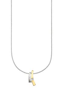 Kette mit Anh&auml;nger Bruno Banani "Schmuck Geschenk Silber 925 Halsschmuck Halskette Ankerkette", gold (silberfarben, gelbgoldfarben, kristallwei&szlig;), Halsketten, Damen, Silber 925 (Sterlingsilber), L: 45 B: 0,8mm, Kette mit Anh&auml;nger, mit Zirkonia (synth.), B:0,8mm