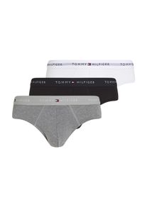 Slip "3P BRIEF DTM", Herren, Gr. XXL (56), 3 Stk., mid hthr, blck, th wht, Jersey, Obermaterial: 95% Baumwolle, 5% Elasthan, Tommy Hilfiger Underwear, unifarben, k&ouml;rpernah, Unterhosen Slip, mit Logo-Elastikbund