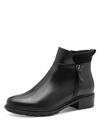 Stiefelette Tamaris, Damen, Gr. 36, schwarz, Leder, Textil, Schuhe Stiefelette, Blockabsatz, RV-Boots mit wattierter Schaftrand-Polsterung