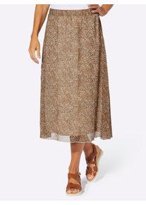 Schlupfrock Classic Basics, Damen, Gr. 38, cognac, schwarz, bedruckt, 100% Polyester, gemustert, mehrfarbig, wadenlang, R&ouml;cke Schlupfrock