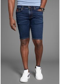 Jeansshorts Bruno Banani "Hutch-Shorts", Herren, Gr. 42, L&auml;nge 32, blau (dunkelblau), Denim/Jeans, Obermaterial: 98% Baumwolle, 2% Elasthan, unifarben, normal kurz, Jeans Jeansshorts, gerade geschnittene kurze Beine, niedrige Leibh&ouml;he
