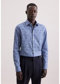 Businesshemd Seidensticker "Schwarze Rose", Herren, Gr. L (42), normale &Auml;rmell&auml;ngen, dunkelblau, 100% Baumwolle, Paisley, slim fit, 2-Knopf-Manschette, Hemden Businesshemd, Slim 1/1 Kentkragen Paisley