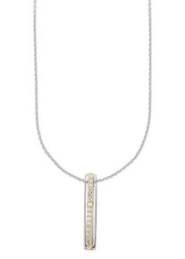 Kette mit Anh&auml;nger Bruno Banani "Schmuck Geschenk Kette mit Anh&auml;nger Stab", silberfarben, gelbgoldfarben, kristallwei&szlig;, Halsketten, Damen, Silber 925 (Sterlingsilber), L: 45 B: 1mm, Kette mit Anh&auml;nger, mit Zirkonia (synth.), B:1mm