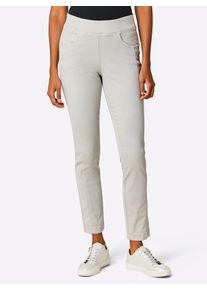 Schlupfjeans Ascari, Damen, Gr. 46, Normalgr&ouml;&szlig;en, grau (hellgrau), 54% Baumwolle, 37% Lyocell, 6% Elastomultiester, 3% Elasthan, unifarben, lang, Jeans Schlupfjeans