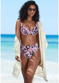 B&uuml;gel-Bikini-Top Sunseeker "Palina", Damen, Gr. 46, Cup G, schwarz (schwarz bedruckt), Recycling-Polyamid, Paisleymuster, Bikini-Oberteile B&uuml;gel-Bikini-Top, im Paisley Druck