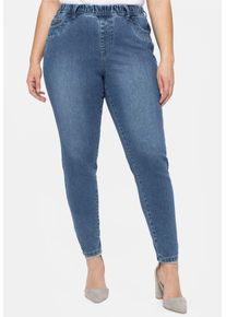 Jeansjeggings sheego, Damen, Gr. 46, Normalgr&ouml;&szlig;en, blau (light blau, denim), 76% Baumwolle, 22% Polyester, 2% Elasthan, unifarben, lang, Jeans Jeansjeggings