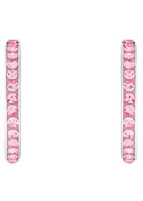 Paar Creolen Amor "Pink Passion", bunt (silberfarben, rosa, rosa), Ohrringe, Damen, Silber 925 (Sterlingsilber), Paar Creolen, mit Kristallglas