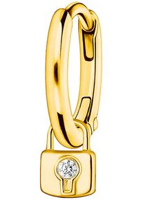 Single-Creole Thomas Sabo "mit abnehmbaren Schloss Anh&auml;nger", gold (gelbgoldfarben, wei&szlig;, wei&szlig;), Ohrringe, Damen, Silber 925 (recycelt), Single-Creole, mit Zirkonia (synth.)