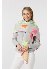 Dreieckstuch Zwillingsherz "Neon" mit gro&szlig;en Sternen", Damen, grau, Obermaterial: 50% Baumwolle, 50% Polyacryl, Modet&uuml;cher Dreieckstuch, mit gro&szlig;en Sternen