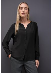 Langarmbluse Street One, Damen, Gr. 34, schwarz, Web, Obermaterial: 100% Viskose, unifarben, bequem h&uuml;ftbedeckend, Rundhals, Blusen Langarmbluse, mit Nieten