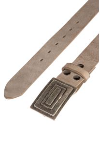 Lederg&uuml;rtel RETTUNGSRING G&Uuml;RTEL, Damen, Gr. 95, grau (hellgrau), Leder, unifarben, G&uuml;rtel Lederg&uuml;rtel, mit austauschbarer Schlie&szlig;e &raquo;Rechteck Eingefasst&laquo;