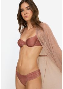 B&uuml;gel-Bikini-Top LSCN BY LASCANA "Gladys", Damen, Gr. 38, Cup B, light braun, Elasthan, Polyamid, Glitzerf&auml;den, Bikini-Oberteile B&uuml;gel-Bikini-Top, in trendiger Glitzeroptik