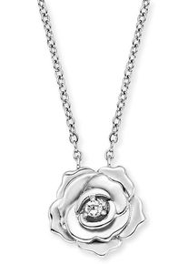 Kette mit Anh&auml;nger Engelsrufer "Rose", silber (silberfarben, kristallwei&szlig;), Halsketten, Damen, Silber 925 (Sterlingsilber), L: 44 B: 1,33mm, Kette mit Anh&auml;nger, mit Zirkonia (synth.), B:1,33mm