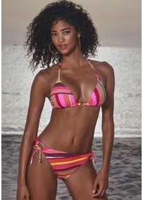 Triangel-Bikini Bruno Banani, Damen, Gr. 40, Cup A/B, orange (orange bedruckt), Obermaterial: 80% Polyester, 20% Elasthan. Futter: 100% Polyamid, bedruckt, Bikini-Sets Triangel-Bikini, mit edlem Zierring