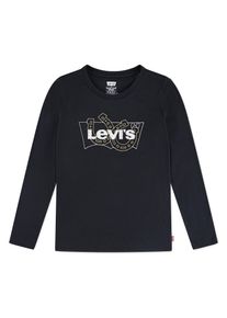 Langarmshirt LEVI'S KIDS "LVG LS BATWING FILL", M&auml;dchen, Gr. 5 (110), schwarz (jet schwarz), Jersey, Obermaterial: 60% Baumwolle, 40% Polyester, bestickt, normal, Rundhals, Shirts Langarmshirt, mit Logostickerei, for Girls