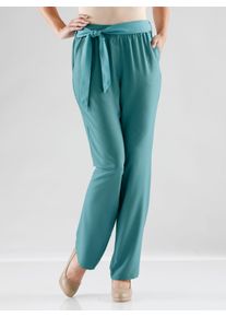 Palazzohose Classic Basics, Damen, Gr. 40, Normalgr&ouml;&szlig;en, blau (t&uuml;rkis), 100% Polyester, unifarben, lang, Hosen Palazzohose