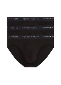 Slip "3P BRIEF DTM", Herren, Gr. L (52), 3 Stk., schwarz (blk, blk, blk), Jersey, Obermaterial: 95% Baumwolle, 5% Elasthan, Tommy Hilfiger Underwear, unifarben, k&ouml;rpernah, Unterhosen Slip, mit Logo-Elastikbund