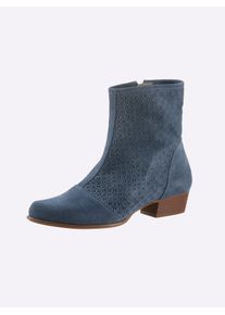 Stiefelette Heine, Damen, Gr. 38, blau (jeansblau), Glattleder, Leder, Rindsleder, Veloursleder, Schuhe Stiefelette