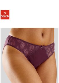Slip Petite Fleur, Damen, Gr. 40/42, 3 Stk., rot (wei&szlig;, ros&eacute;, brombeer), Microtouch, Obermaterial: 86% Polyester, 14% Elasthan, k&ouml;rpernah, Unterhosen Slip, mit h&uuml;bschen Spitzeneins&auml;tzen, Topseller