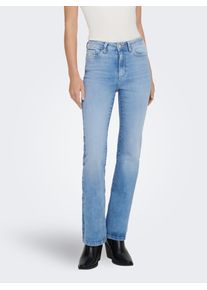 Bootcut-Jeans Only "ONLWAUW HW FLARED DNM TAI312", Damen, Gr. XL, L&auml;nge 30, light blau denim, Denim/Jeans, Obermaterial: 83% Baumwolle, 15% Polyester, 2% Elasthan, unifarben, Jeans Bootcut-Jeans