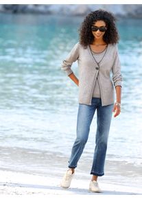 Strickpullover Heine "Twinset", Damen, Gr. 38, taupe, meliert, 50% Viskose, 28% Polyester, 22% Polyamid, meliert, unifarben, Pullover Strickpullover