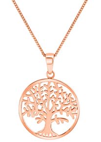 Kette mit Anh&auml;nger Firetti "Schmuck Geschenk Silber 925 Halsschmuck Halskette Panzerkette Baum", rosa (ros&eacute;goldfarben), Halsketten, Damen, Silber 925 (Sterlingsilber), L: 45 B: 1mm, Kette mit Anh&auml;nger, B:1mm