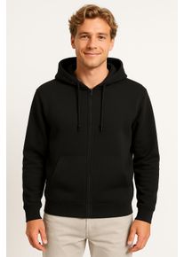 Only & Sons Kapuzensweatshirt ONLY & SONS "ONSCHASE REG ZIP HOOD OTL", Herren, Gr. S, schwarz, angeraute Sweatware, Obermaterial: 52% Baumwolle, 48% Polyester, meliert, regular fit, Rippb&uuml;ndchen, Sweatshirts Kapuzensweatshirt