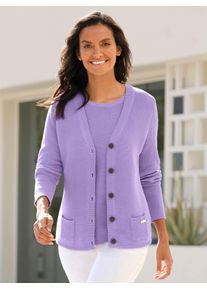 Strickpullover Casual Looks "Twinset", Damen, Gr. 42, lila (lavendel), 100% Baumwolle, unifarben, Pullover Strickpullover