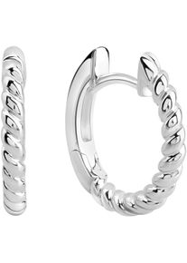 Paar Creolen Firetti "Schmuck Geschenk Silber 925 Ohrschmuck Ohrringe gedreht", silber (silberfarben), Ohrringe, Damen, 15mm, Silber 925 (Sterlingsilber), Paar Creolen