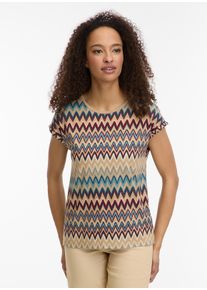 T-Shirt Ragwear "DIONA PRINT", Damen, Gr. M, sand, Jersey, Obermaterial: 95% Viskose, 5% Elasthan, gestreift, regular fit, Rundhals, Shirts T-Shirt