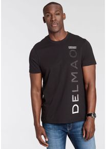 T-Shirt DELMAO, Herren, Gr. S (44/46), schwarz, Single Jersey, Obermaterial: 100% Baumwolle, bedruckt, normal, Rundhals, Shirts T-Shirt, Kurzarm, l&auml;ssiger Print, Rundhalsausschnitt, aus Baumwolle