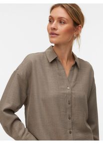 V&eacute;ro Moda Langarmbluse VERO MODA "VMMELANEY QUEENY LS SHIRT WVN NOOS", Damen, Gr. XL, brindle, Web, Obermaterial: 100% Polyester, unifarben, loose fit Po-bedeckend, V-Ausschnitt, Blusen Langarmbluse, Kunstfaser, loose fit