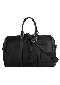 Reisetasche FORTY, Damen, Gr. B/H/T: 53cm x 30cm x 20cm onesize, schwarz, Leder, leicht gl&auml;nzend, unifarben, Taschen Reisetasche, echt Leder, Made in Italy