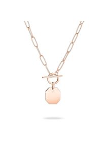 Kette mit Anh&auml;nger Liebeskind Berlin "Schmuck Edelstahl Halskette The T-Bar Plate", rosa (ros&eacute;goldfarben), Halsketten, Damen, Edelstahl, L: 45 B: 3,9mm, Kette mit Anh&auml;nger, B:3,9mm