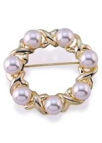 Brosche Firetti "Schmuck Geschenk Ansteckschmuck Perlenbrosche", gelb (gelbgoldfarben, champagner), Broschen, Damen, Metall, Brosche, mit Glasperle, Topseller