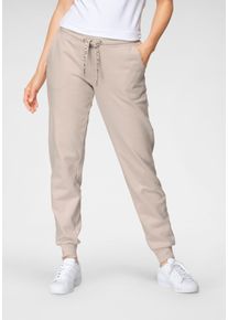 Sweathose OTTO products, Damen, Gr. 46, N-Gr, beige, angeraute Sweatware, Obermaterial: 100% Baumwolle, aufgeraut, unifarben, figurbetont lang, Hosen Sweathose, GOTS zertifiziert - aus Bio-Baumwolle -