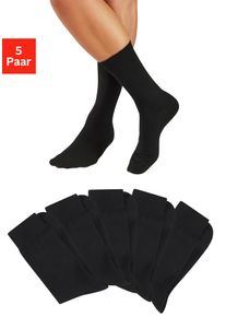 H.I.S. Businesssocken H.I.S, Damen, Gr. 47-48, 5x schwarz, Baumwollmischung, unifarben, elastisch, Socken Businesssocken, mit klassischem Rippb&uuml;ndchen