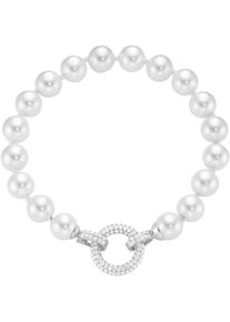 Perlenarmband Firetti "Schmuck Geschenk Silber 925 Armschmuck Armband Armkette Glitzer", wei&szlig; (silberfarben, kristallwei&szlig;, wei&szlig;, kristallwei&szlig;), Armb&auml;nder, Damen, 19cm, Baumwolle Perlen Silber 925 (Sterlingsilber), Baumwolle, Perlen, Silber 925 (Sterlingsilber), Perlenarmband, mit Zirkonia (synth.) - mit Muschelperle