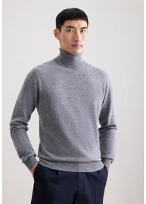 Strickpullover Seidensticker "Schwarze Rose", Herren, Gr. L, grau, 100% Kaschmir, unifarben, regular fit, ohne Ausschnitt, Pullover Strickpullover, 1/1 Rollkragen Uni