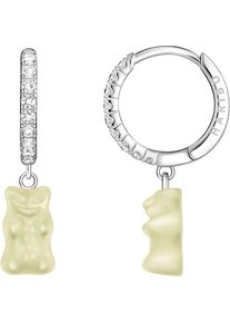 Single-Creole Thomas Sabo "Thomas Sabo x HARIBO Schmuck: Einzel-Creole mit Goldb&auml;r", wei&szlig; (silberfarben, wei&szlig;, kristallwei&szlig;, wei&szlig;, kristallwei&szlig;), Ohrringe, Damen, Silber 925 (recycelt), Single-Creole, mit Kristallglas, Zirkonia (synth.)