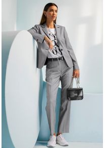 Hosenanzug Heine, Damen, Gr. 46, Normalgr&ouml;&szlig;en, schwarz (ecru, schwarz, gemustert), 80% Polyester, 18% Viskose, 2% Elasthan, Anz&uuml;ge Hosenanzug